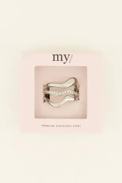 My Jewellery Bague à Trois Rangs Et Strass Clearance