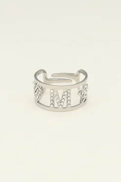 My Jewellery Bague Ajustable à Initiale Fashion