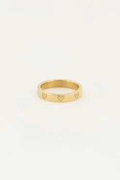 My Jewellery Bague Avec Cœurs Gravés Outlet
