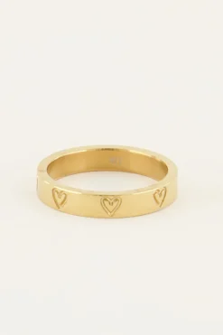 My Jewellery Bague Avec Cœurs Gravés Outlet