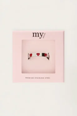 My Jewellery Bague Avec Cœurs Rouges Hot