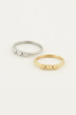 My Jewellery Bague Avec 3 petits Cœurs Fashion
