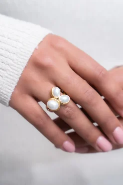 My Jewellery Bague Avec Trois Perles Fashion