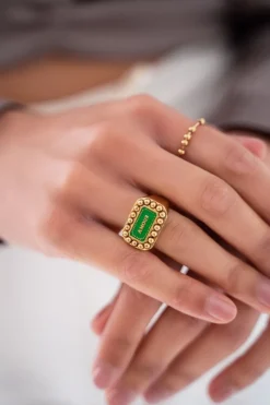 My Jewellery Bague Bold Spirit Avec Charm « Amour » Vert Fashion