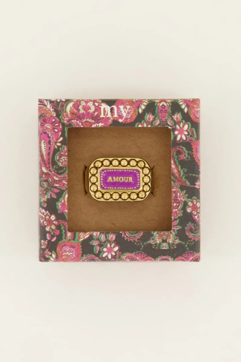 My Jewellery Bague Bold Spirit Avec Charm « Amour » Rose Clearance