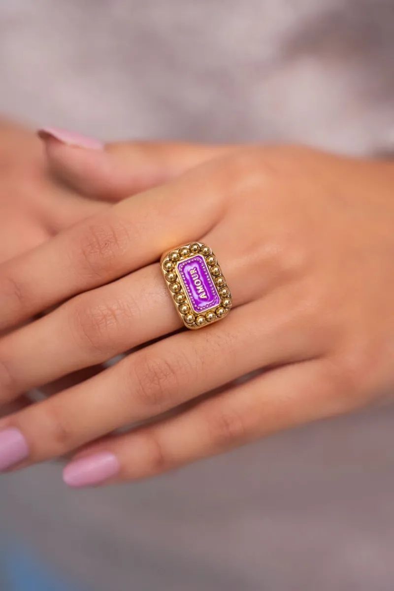 My Jewellery Bague Bold Spirit Avec Charm « Amour » Rose Clearance