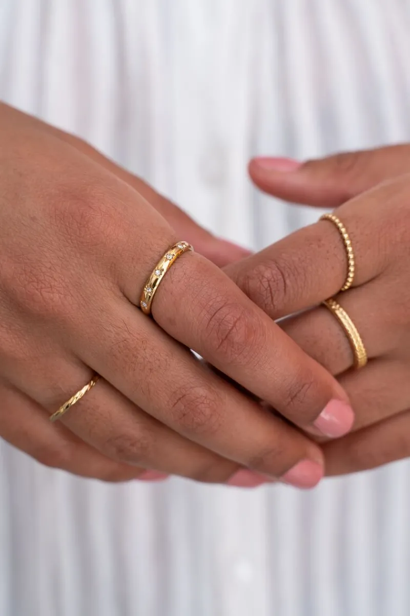 My Jewellery Bague Minimaliste Avec étoiles Transparentes Fashion
