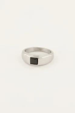 My Jewellery Bague MOOD Avec Pierre Noire Carrée New