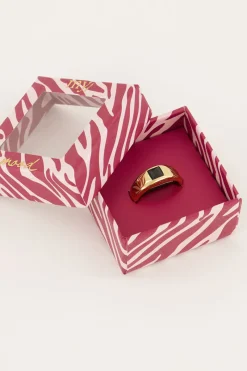My Jewellery Bague MOOD Avec Pierre Noire Carrée New