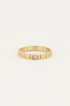 My Jewellery Bague Rectangulaire Vintage Transparente Fashion