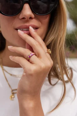 My Jewellery Bague Sunrocks Violette à Fleurs New