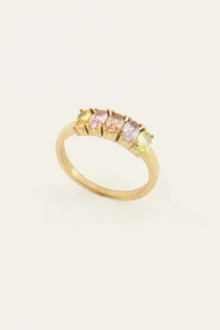 My Jewellery Bague Tendance Cocktail Avec Pierres Multicolores New