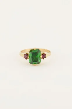 My Jewellery Bague Tendance Vintage à Cristal Vert Sale