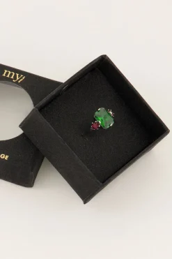 My Jewellery Bague Tendance Vintage à Cristal Vert Sale