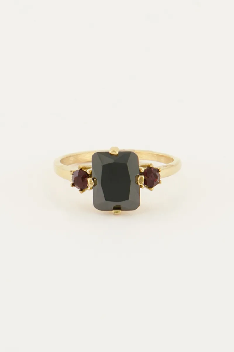 My Jewellery Bague Tendance Vintage à Cristal Noir Best