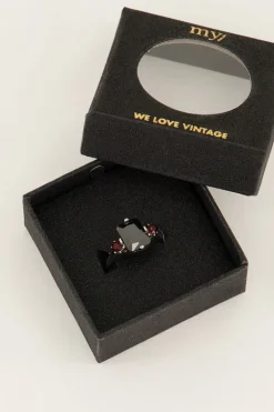 My Jewellery Bague Tendance Vintage à Cristal Noir Best