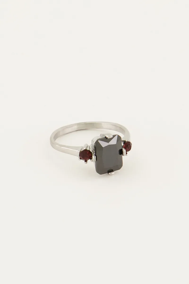 My Jewellery Bague Tendance Vintage à Cristal Noir Best