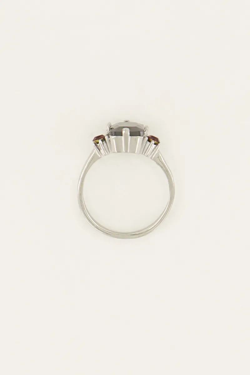 My Jewellery Bague Tendance Vintage à Cristal Noir Best
