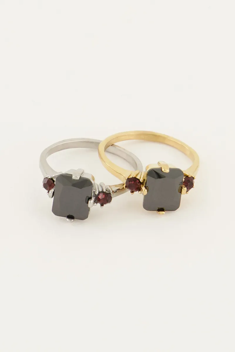 My Jewellery Bague Tendance Vintage à Cristal Noir Best