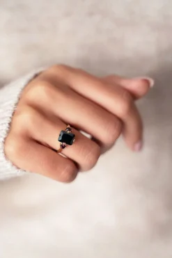 My Jewellery Bague Tendance Vintage à Cristal Noir Best