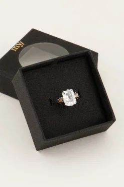 My Jewellery Bague Tendance Vintage à Cristal Transparent New