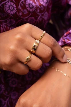 My Jewellery Bague étoiles & Pierres Roses Mystic Sale