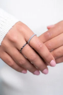 My Jewellery Bague Torsadée Noire Discount