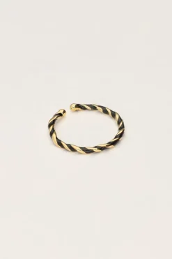 My Jewellery Bague Torsadée Noire Discount