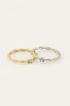 My Jewellery Bague Torsadée Pierre Azzurro Hot