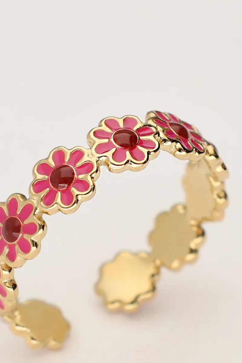 My Jewellery Bague Vintage Avec Fleurs Roses Et Rouges Hot