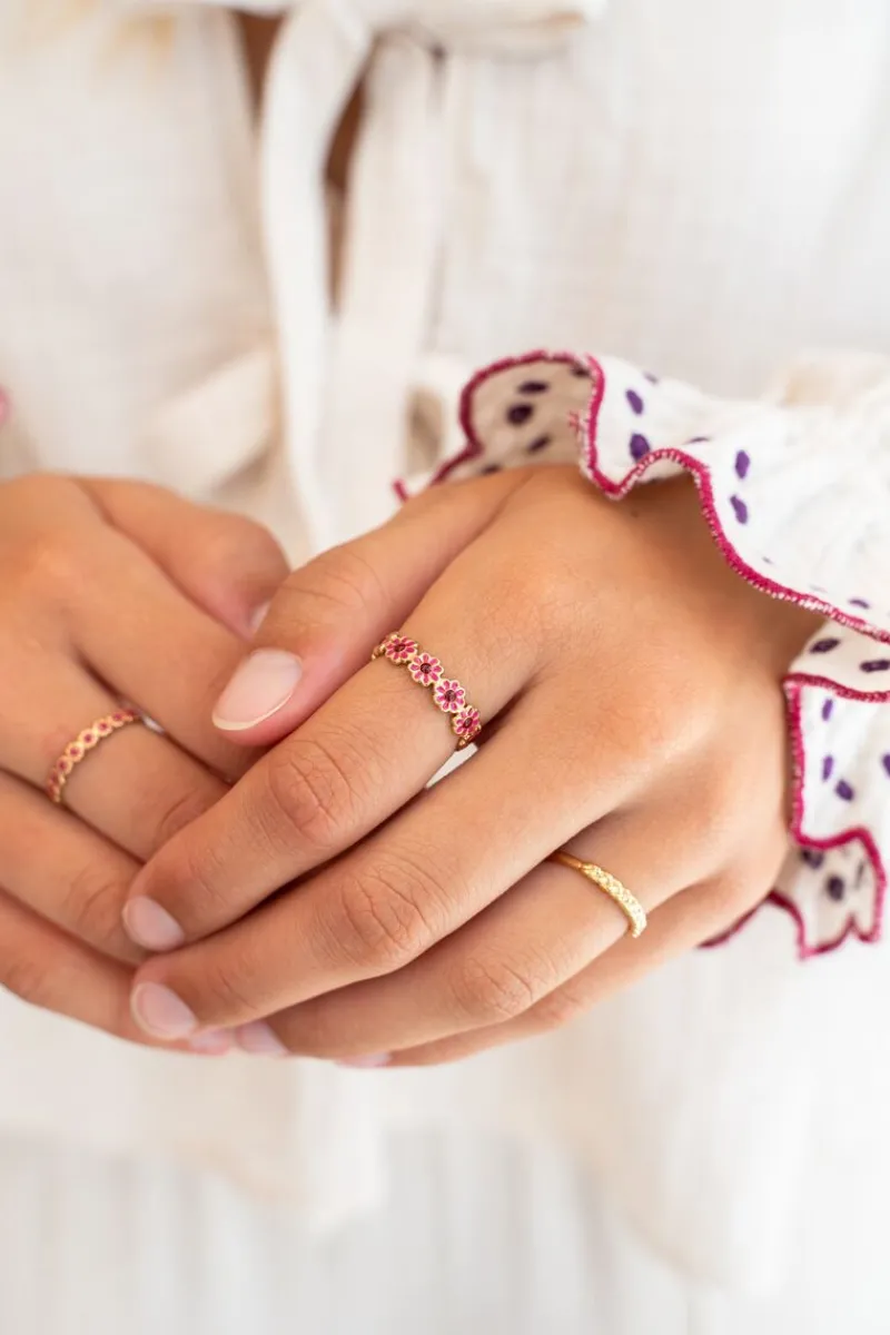 My Jewellery Bague Vintage Avec Fleurs Roses Et Rouges Hot