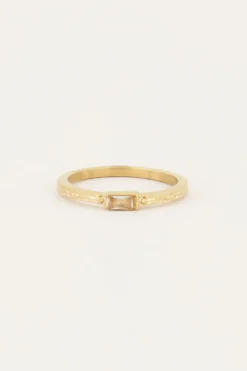 My Jewellery Bague Vintage Rectangle Structurée Et Transparente Clearance