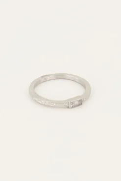 My Jewellery Bague Vintage Rectangle Structurée Et Transparente Clearance