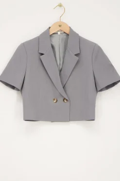 My Jewellery Blazer Court à Manches Courtes Gris Clearance