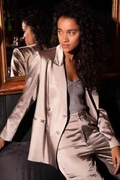 My Jewellery Blazer Croisé Beige Satiné Best