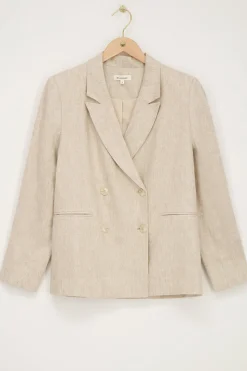 My Jewellery Blazer En Lin Beige à Double Boutonnage Hot