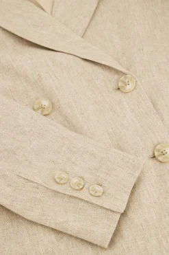 My Jewellery Blazer En Lin Beige à Double Boutonnage Hot
