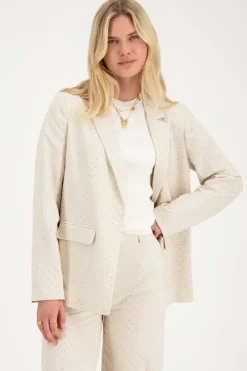 My Jewellery Blazer En Lin Beige Avec Clous Discount