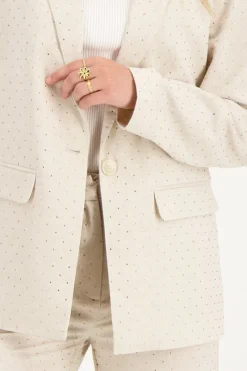 My Jewellery Blazer En Lin Beige Avec Clous Discount