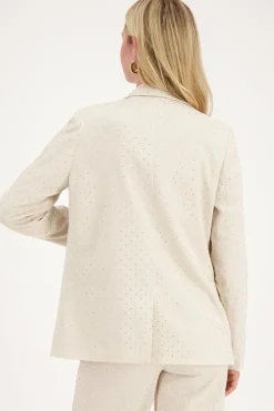 My Jewellery Blazer En Lin Beige Avec Clous Discount