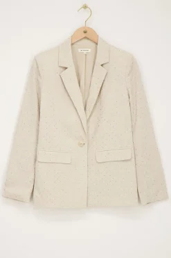 My Jewellery Blazer En Lin Beige Avec Clous Discount