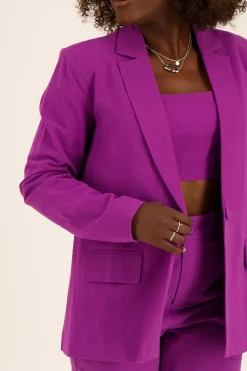 My Jewellery Blazer Mauve Effet Lin Hot