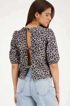 My Jewellery Blouse à Imprimé Léopard Avec Nœuds Au Dos Marron/Noir/Beige Fashion
