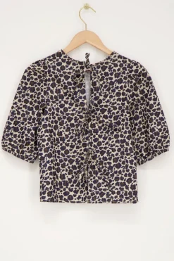 My Jewellery Blouse à Imprimé Léopard Avec Nœuds Au Dos Marron/Noir/Beige Fashion