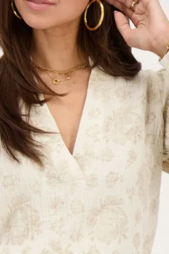 My Jewellery Blouse Beige à Imprimé Fleuri Jacquard Best
