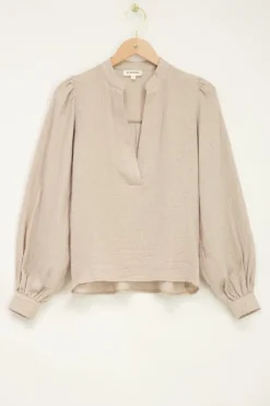 My Jewellery Blouse Beige En Mousseline Avec Rayures Lurex Best