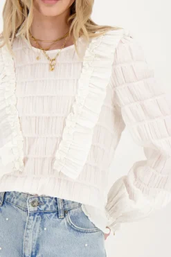 My Jewellery Blouse Blanche à Volants Outlet