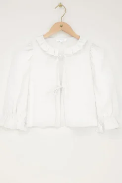My Jewellery Blouse he Avec Nœuds Et Col à Volants Blanc Clearance