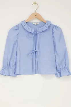My Jewellery Blouse Bleue Avec Nœuds Et Col à Volants Bleu clair/Bleu Best