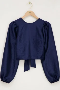 My Jewellery Blouse Bleue Foncée Avec Nœud Dans Le Dos Bleu foncé Online